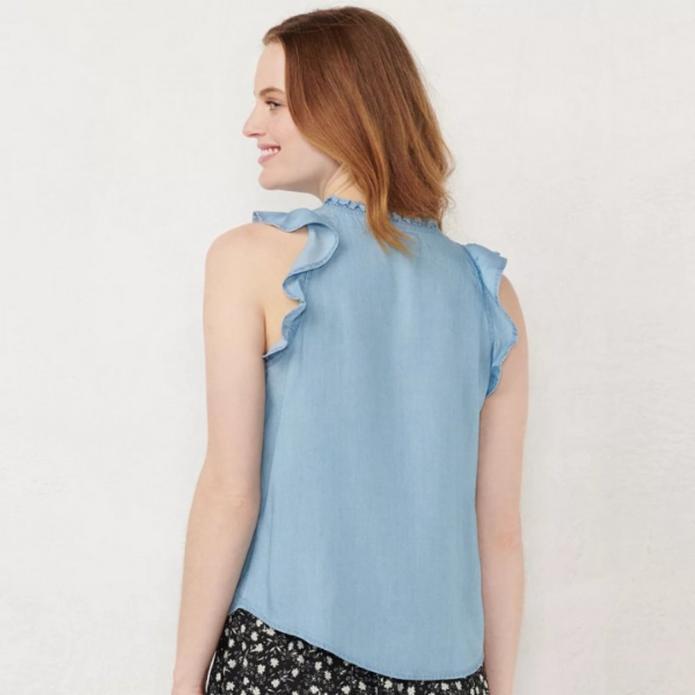LC Lauren Conrad Ruffle Shell Top - Picture 3 of 6